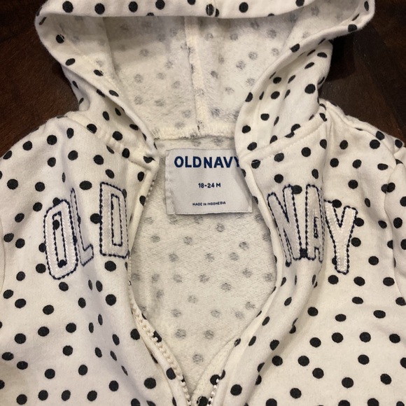 GUC Old navy White w/ black polka dots sweat suit full zip jacket w/ sweatpants - Picture 2 of 9